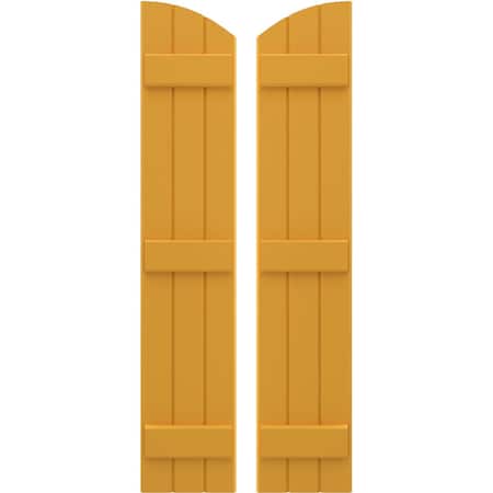 Ekena Millwork Americraft 3-Board (3 Batten) Wood Joined Board-n-Batten Shutters w/Ellipt Top, ARW401BE311X59TUH, PR ARW401BE311X59TUH